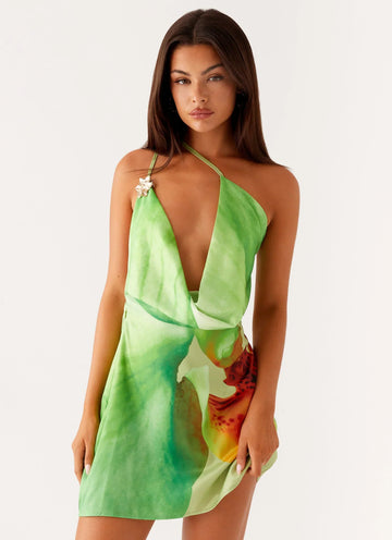 Aiva Mini Dress - Green Floral