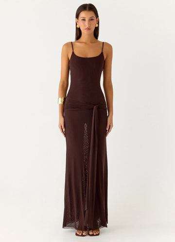 Matoma Bodysuit Maxi Dress - Cool Chocolate