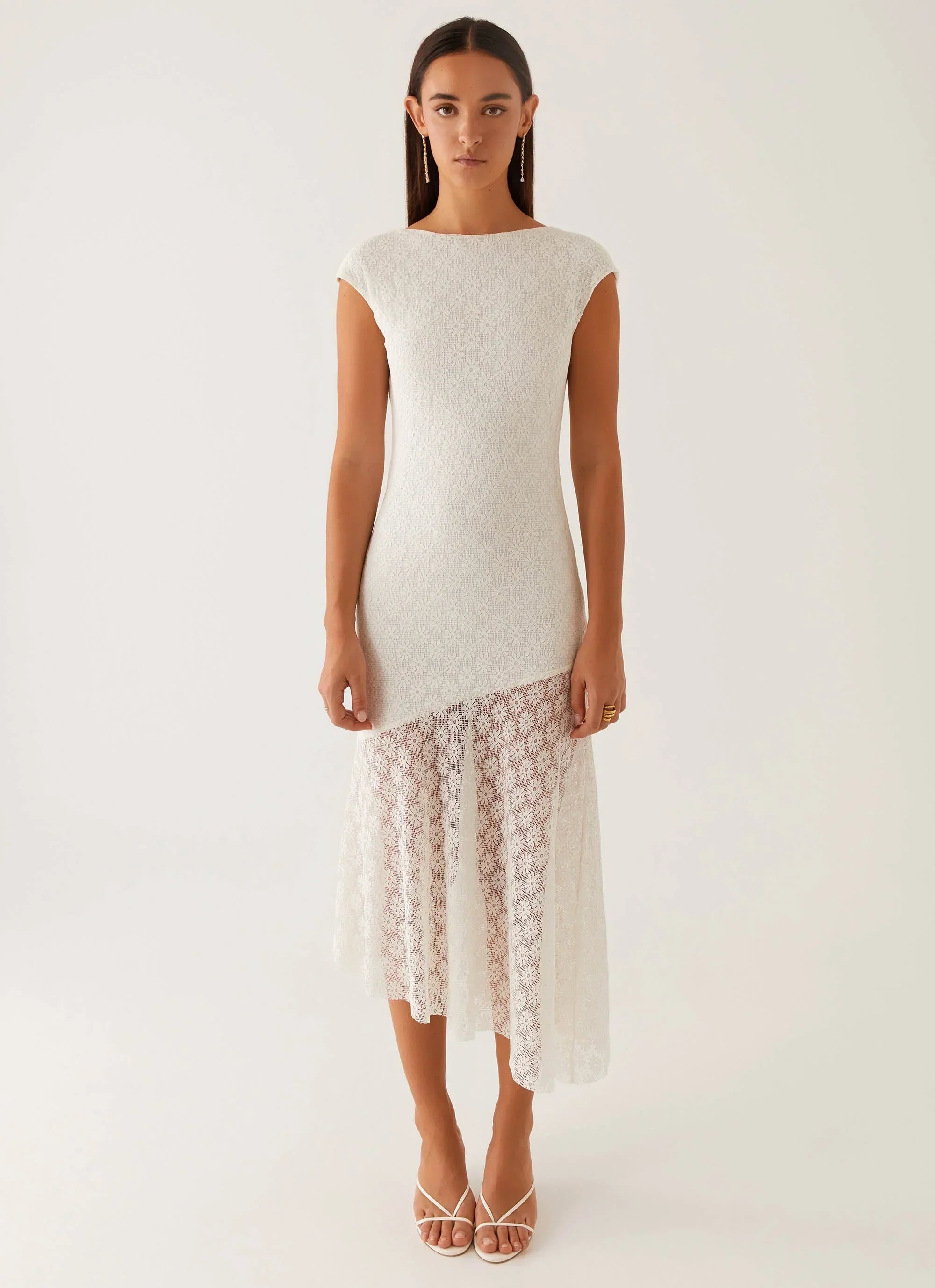 Arielle Open Back Midi Dress - White