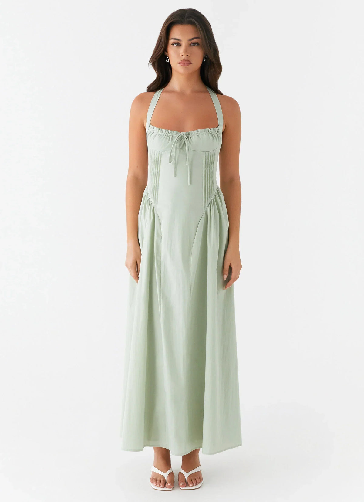 Olenna Halterneck Midi Dress - Sage