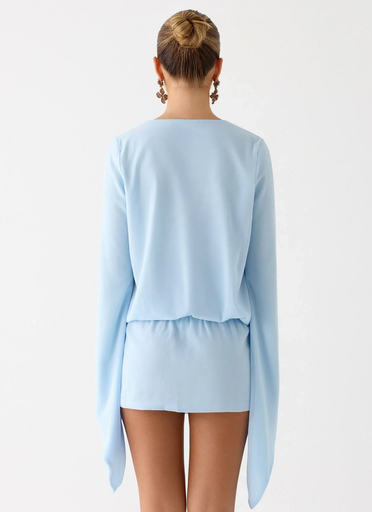 Junia Long Sleeve Mini Dress - Pale Blue