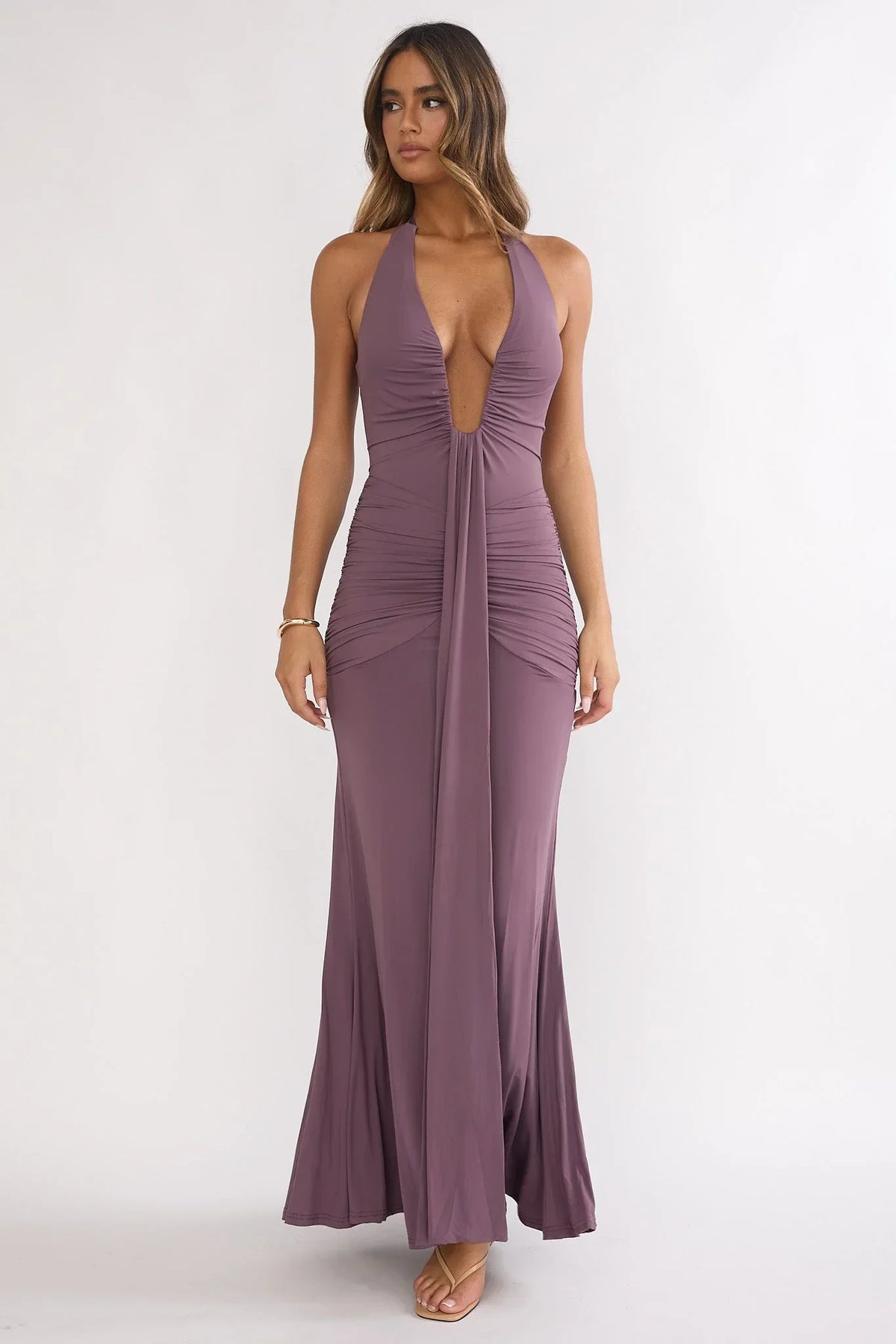 Brienna Halter Maxi Dress Mauve