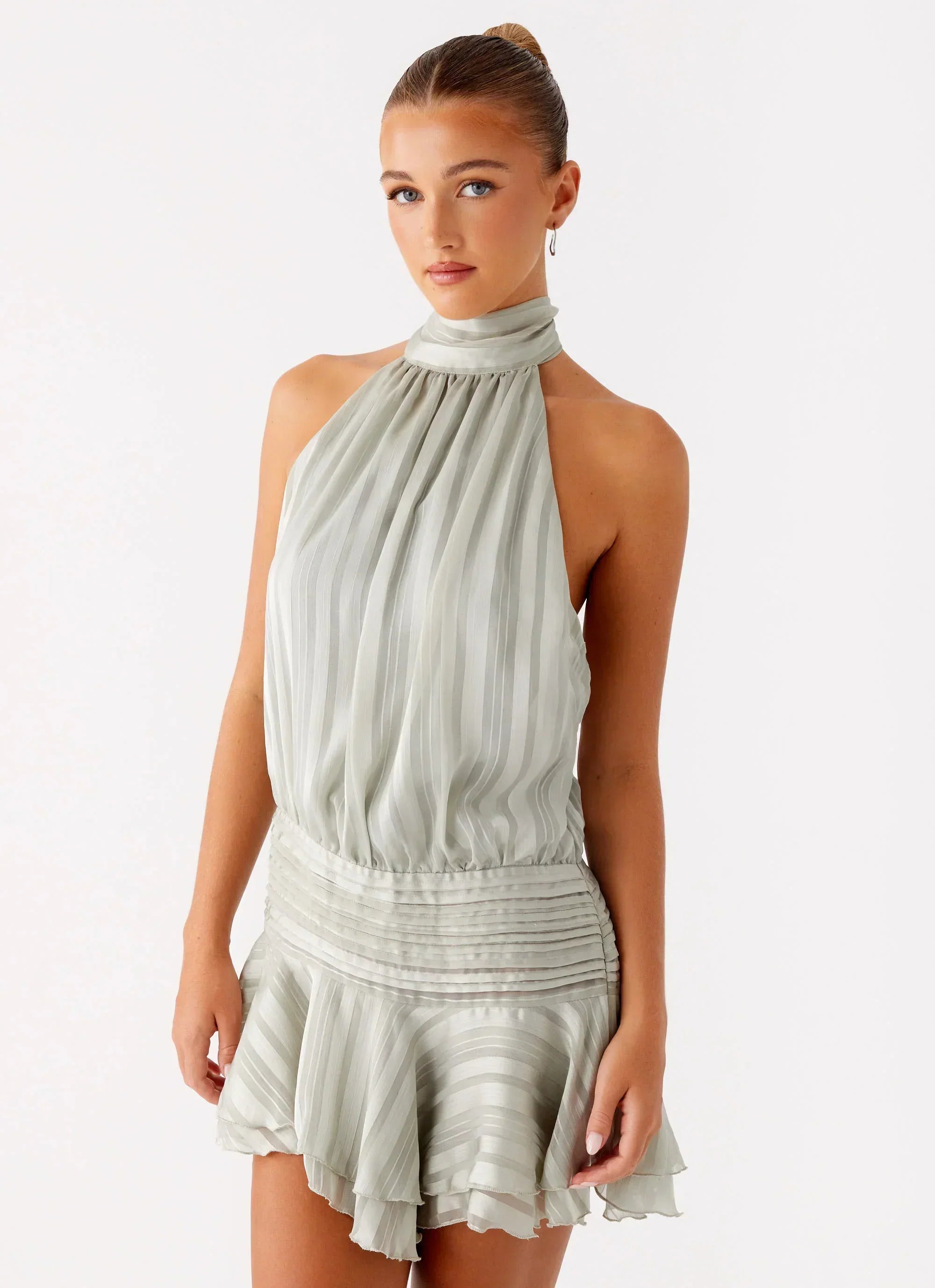 Willow Chiffon Mini Dress - Green