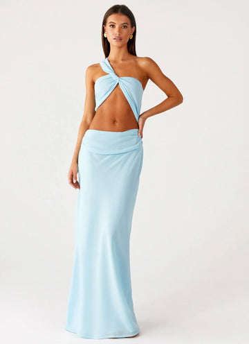 Cindelle One Shoulder Maxi Dress - Turquoise