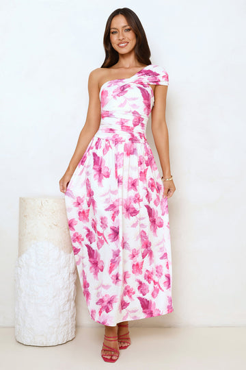 Subtle Luxe One Shoulder Maxi Dress Pink