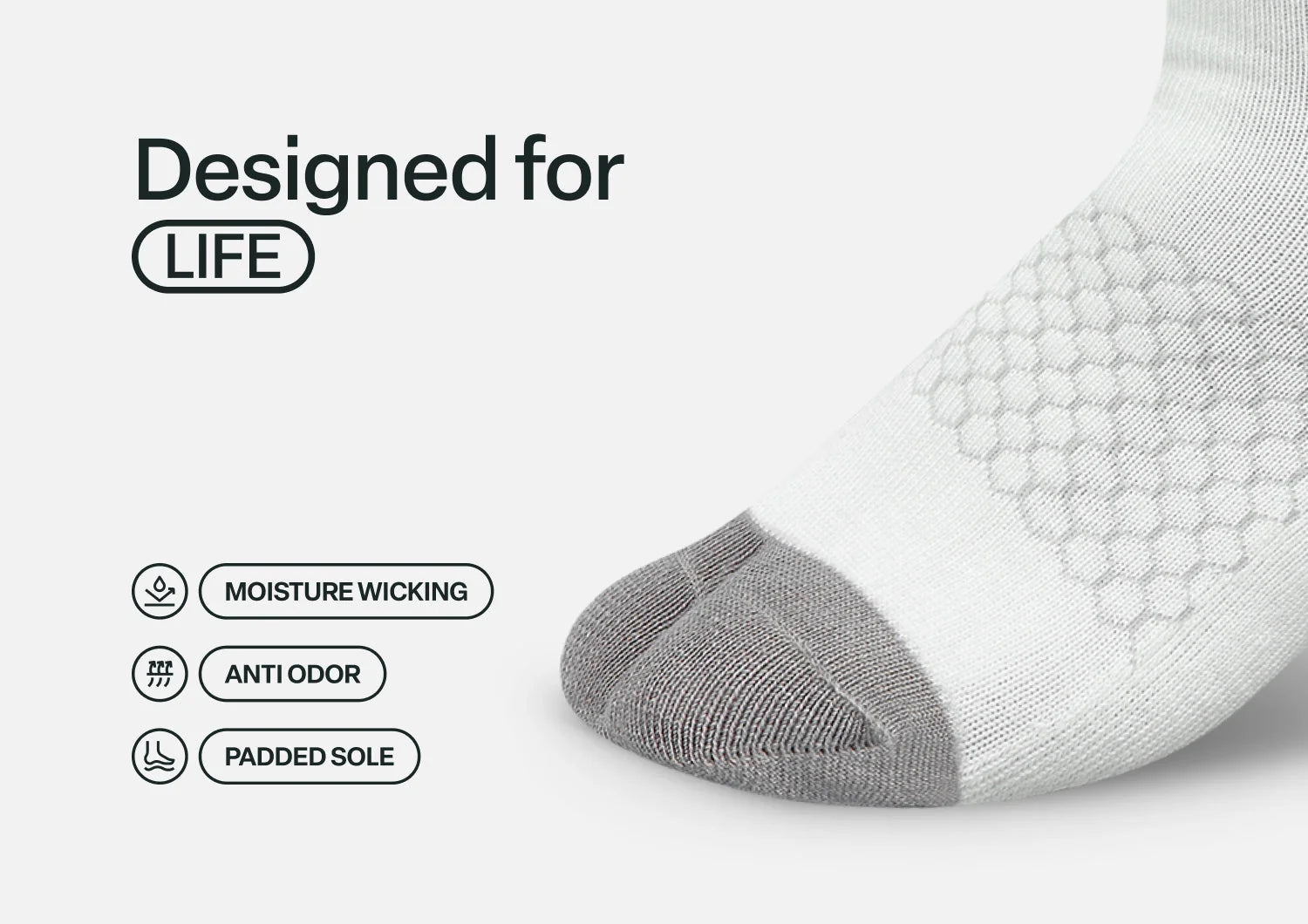 Bunion Relief, Padded Ankle Socks - White
