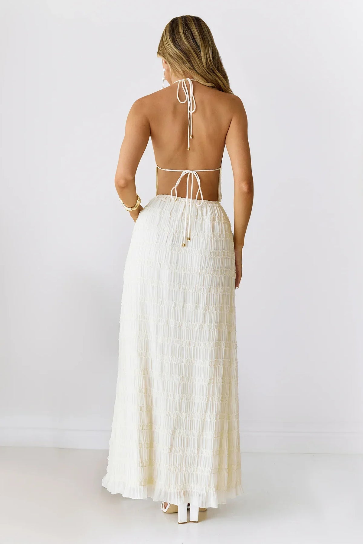 Sultry Samba Halter Maxi Dress Cream