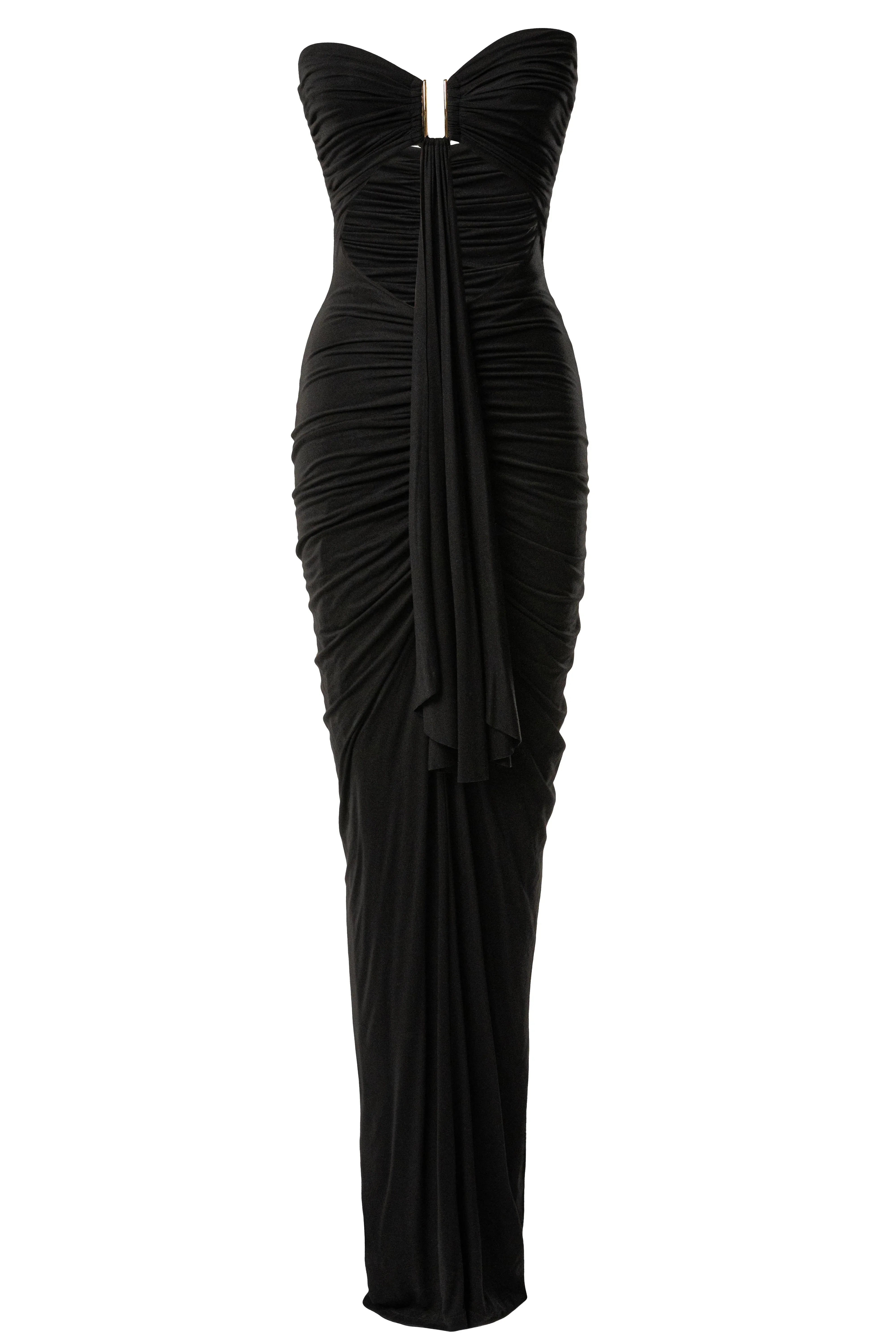 Black Atlantis Drape Maxi Dress
