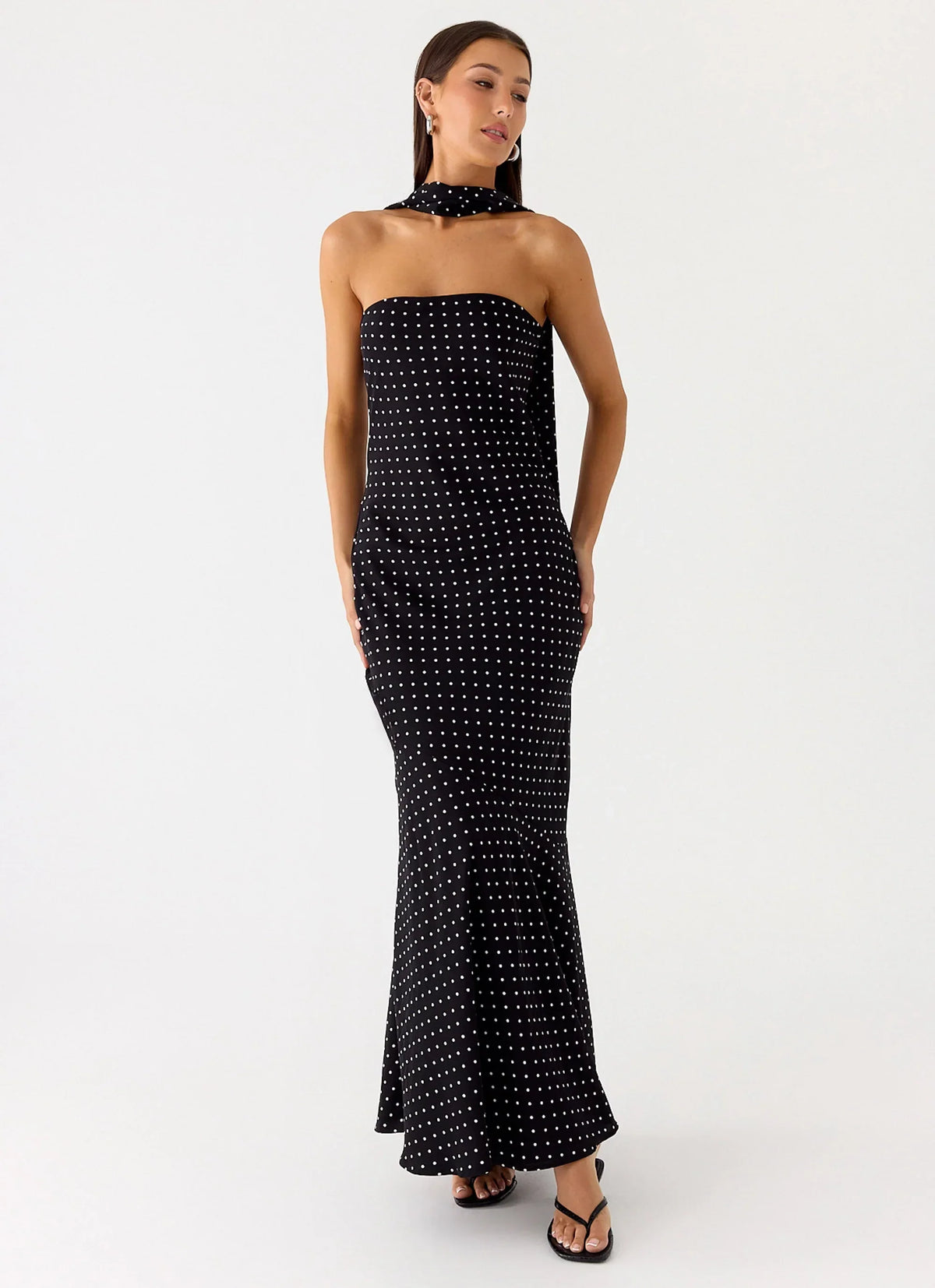 Pagoda Maxi Dress Black Polkadot