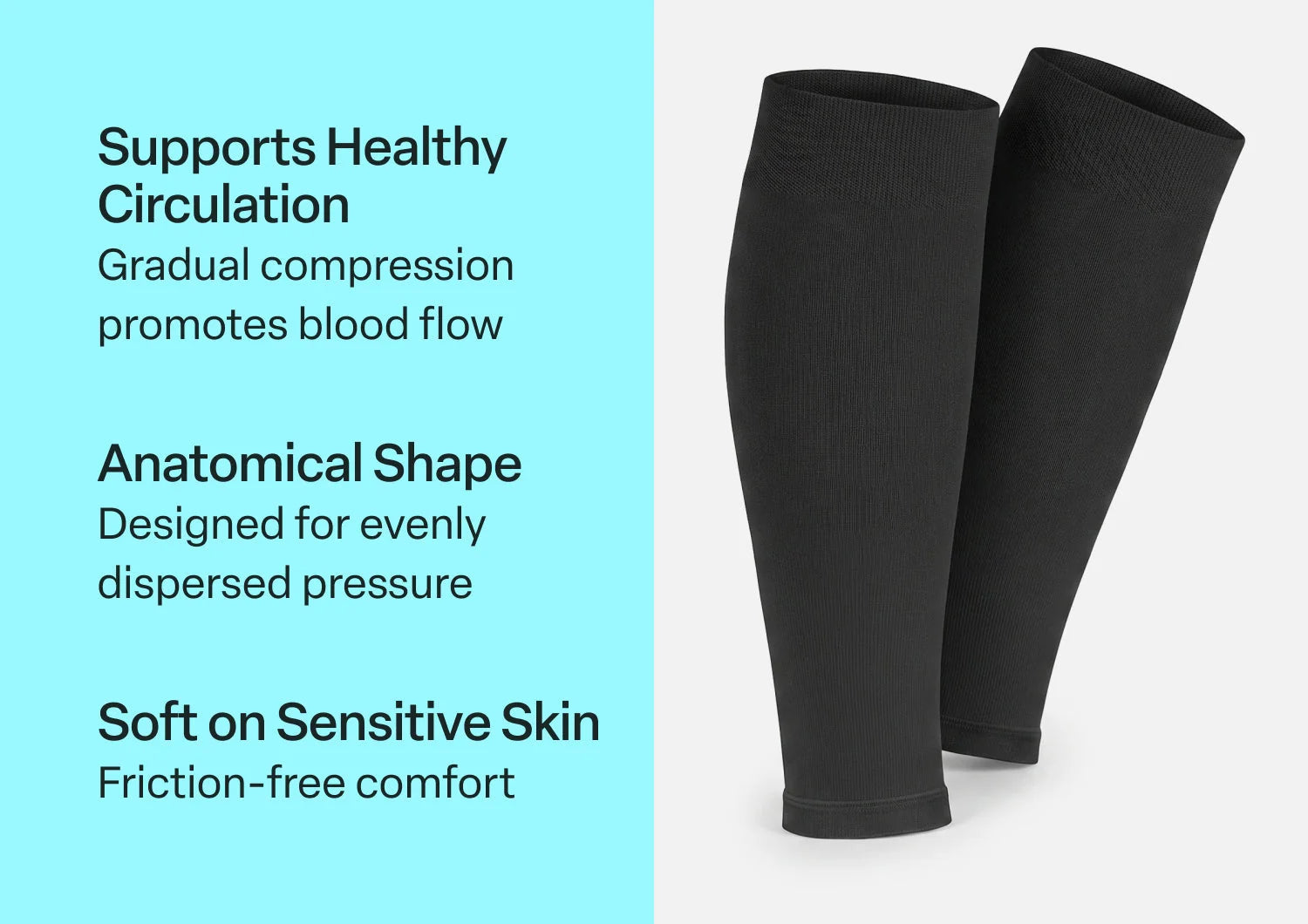 Compression Calf Sleeves Standard 20-30 mmHg - Black