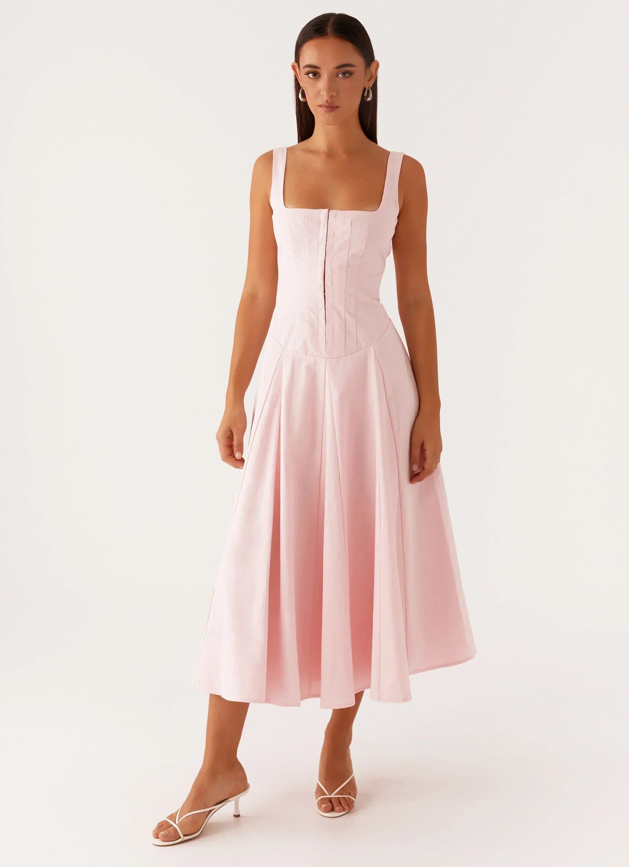 Ebony Midi Dress - Pastel Pink