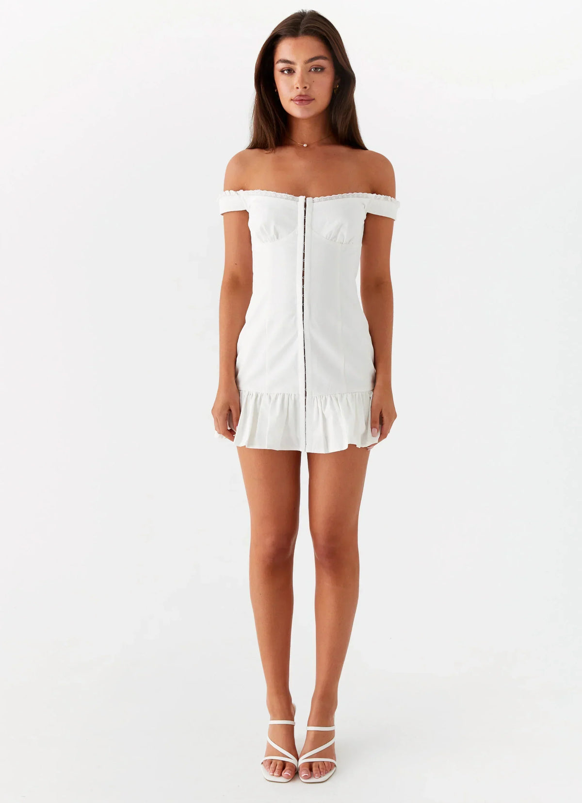 Odessa Frill Mini Dress - White