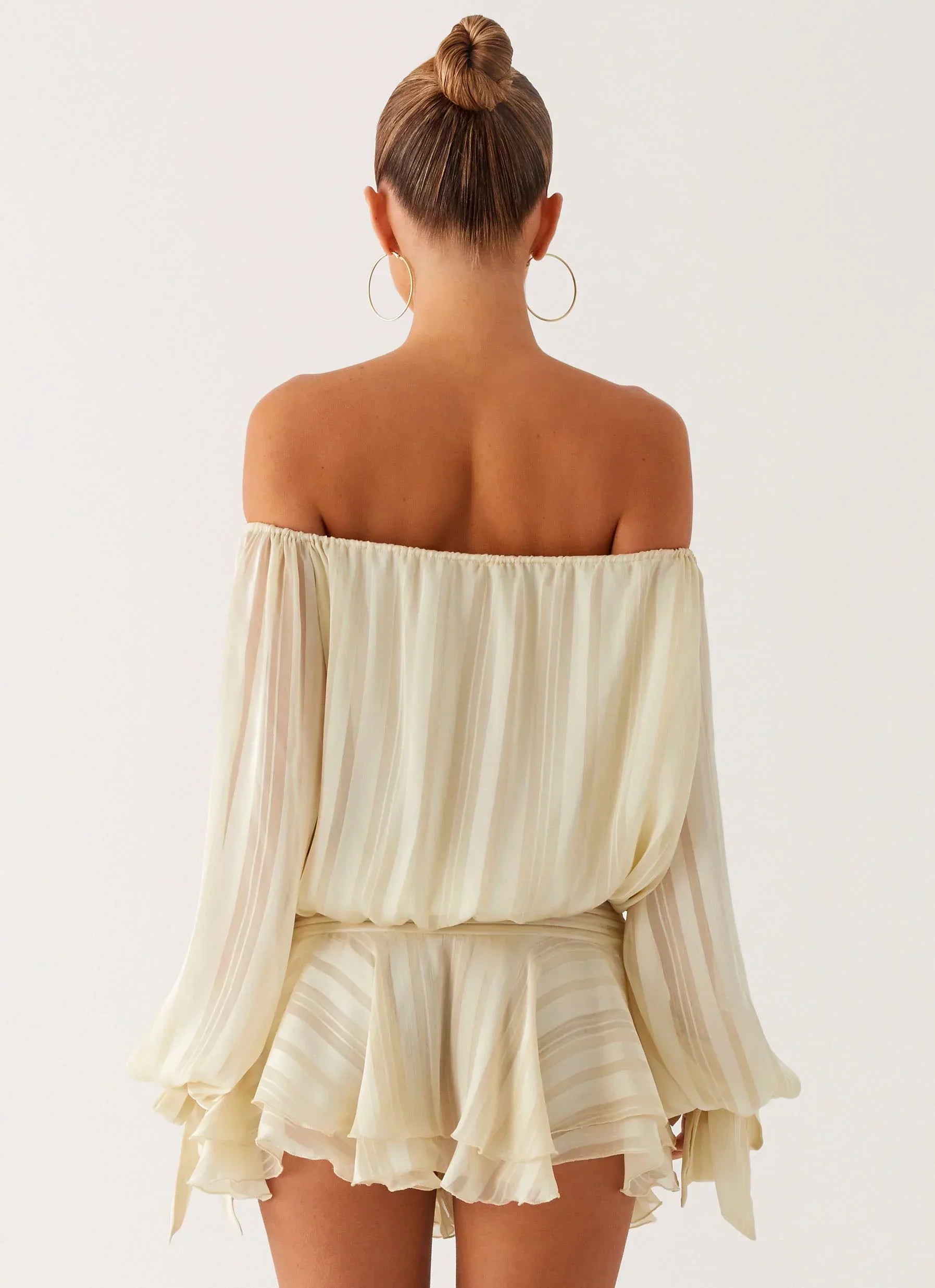 Eira Balloon Sleeve Mini Dress - Ivory
