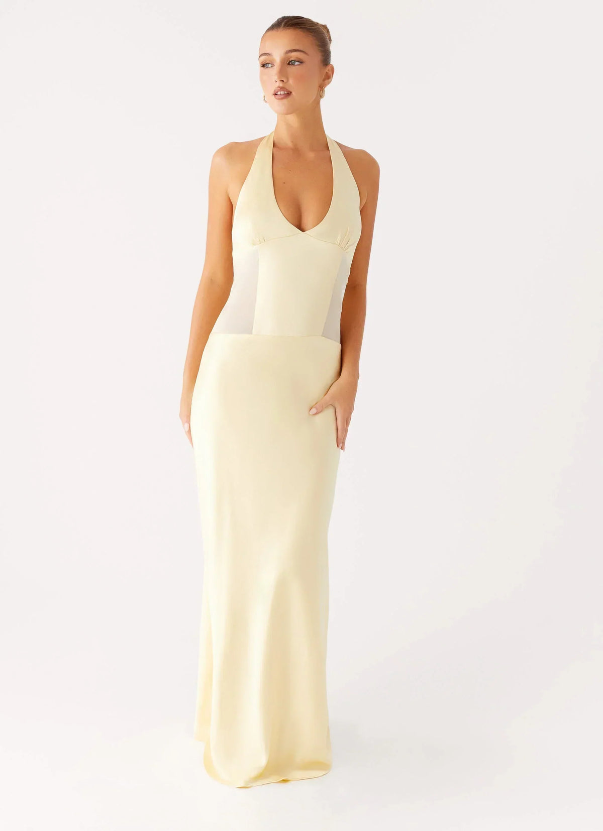 Ambre Mesh Panel Maxi Dress - Yellow