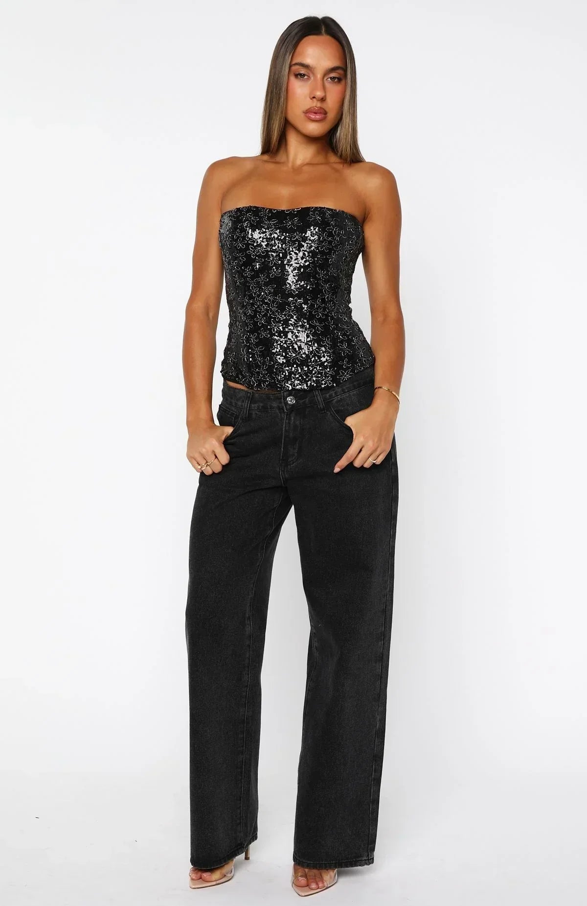 Paint The Sky Strapless Bustier Black