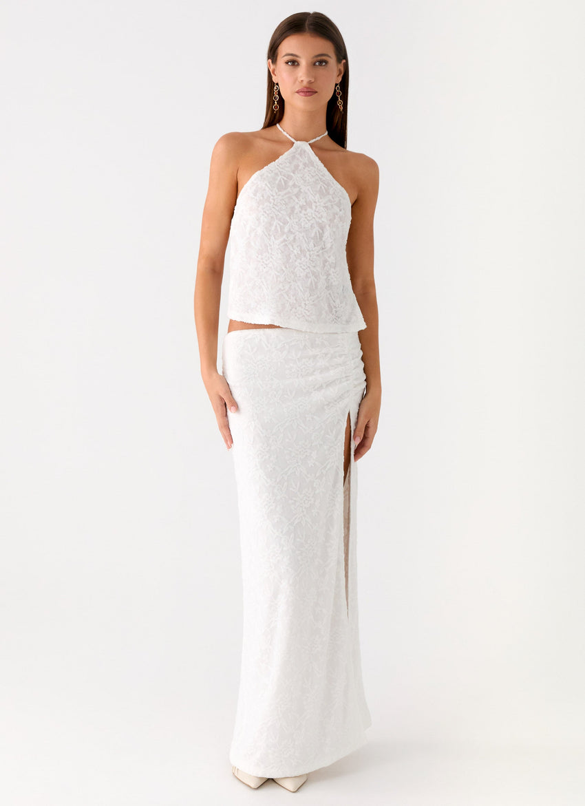 Griff Backless Jacquard Top - White