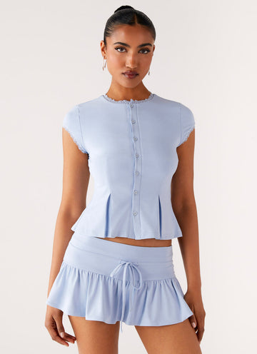 Landon Button Up Top - Blue