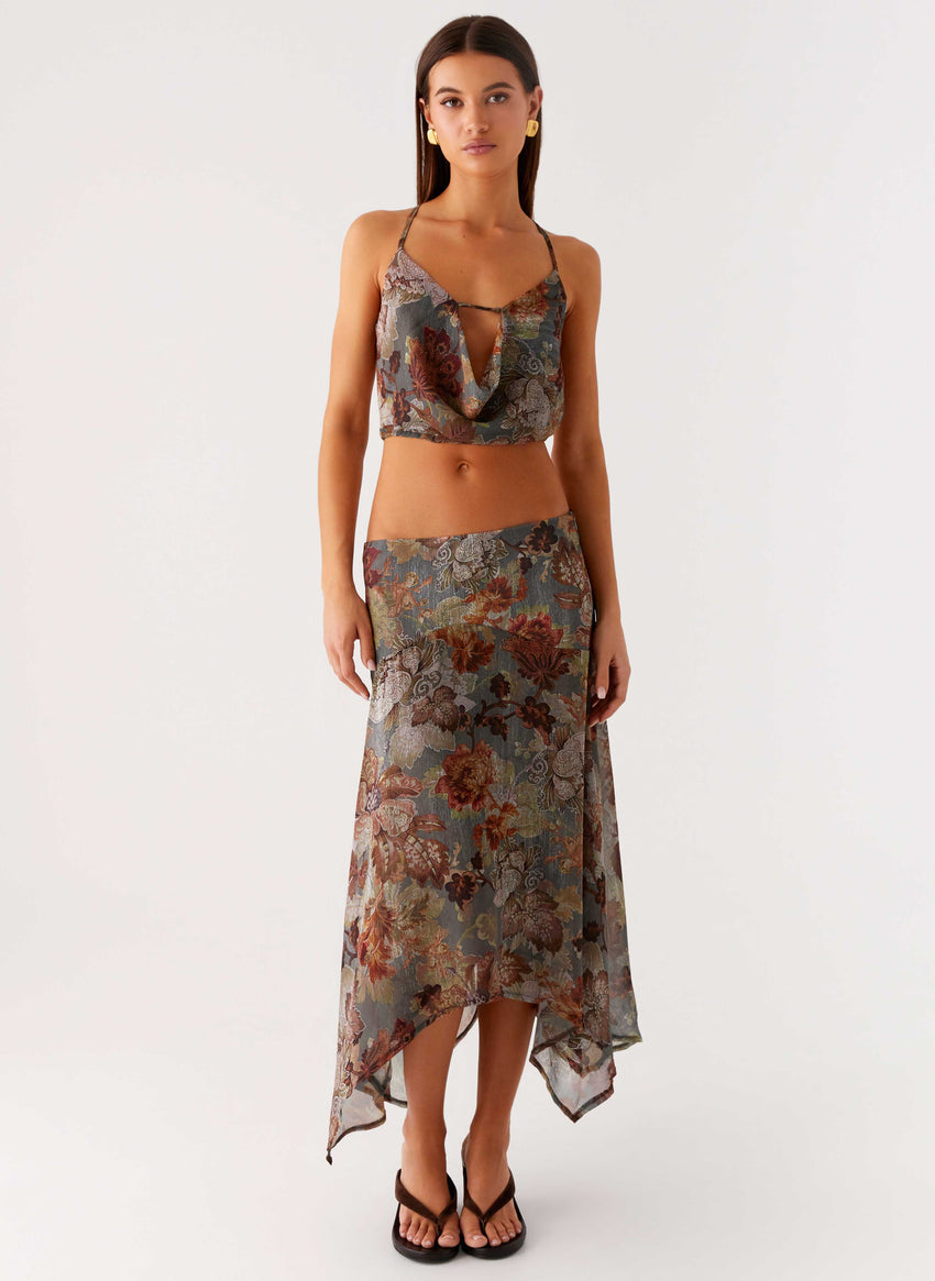 Rosewood Low Rise Midi Skirt - Vintage Blossom