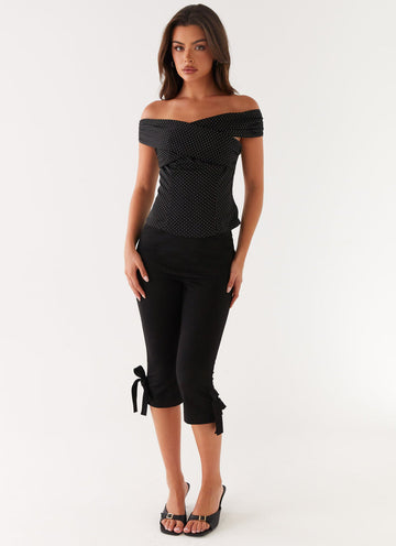 Tamera Top - Black Polka Dot