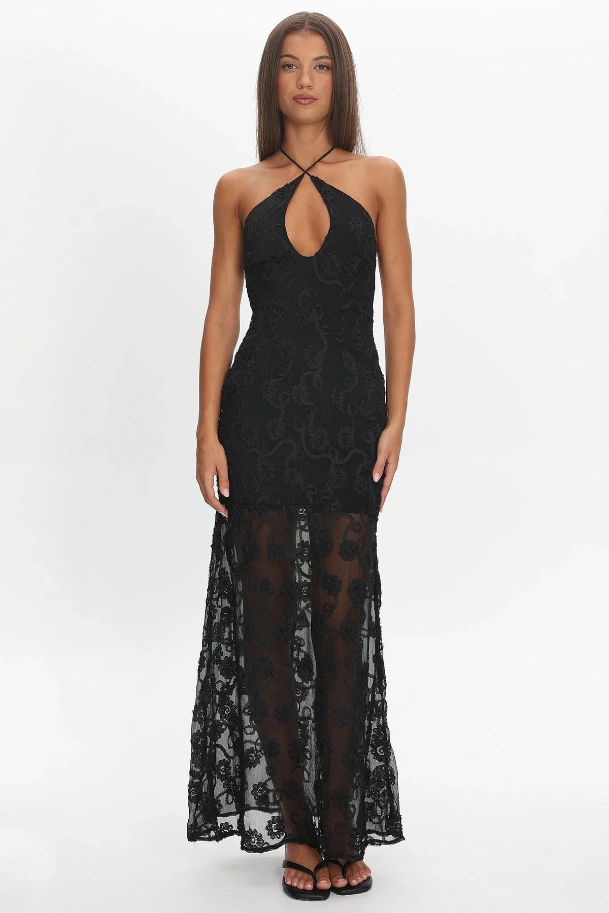One Night Embellished Maxi Dress Black