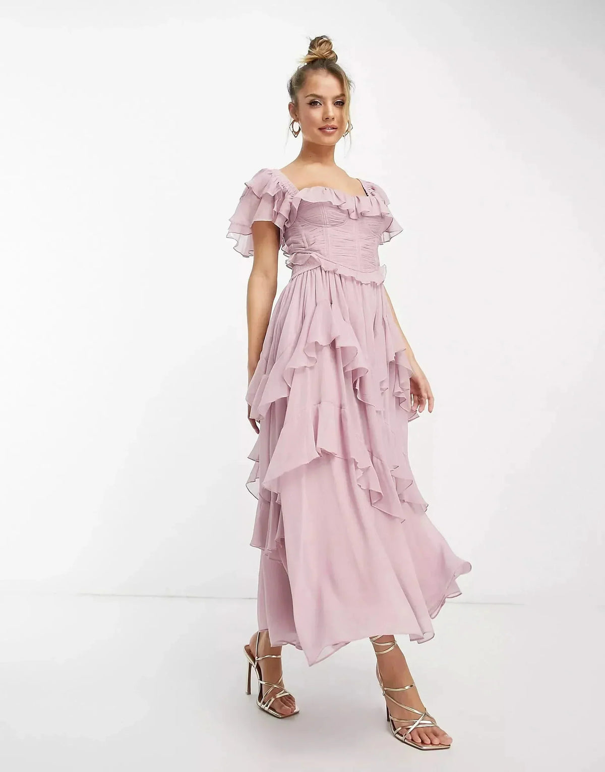 Adrienne Ruffle Midi Dress