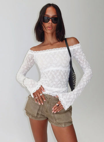 Mochapella Off The Shoulder Top White